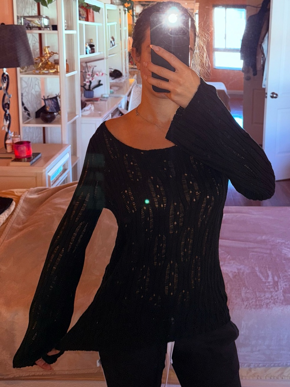 Solemio Black Off-Shoulder Lightweight Knit Sweater